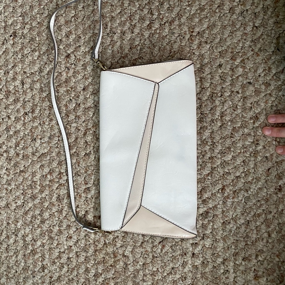 Charming Charlie cream crossbody clutch